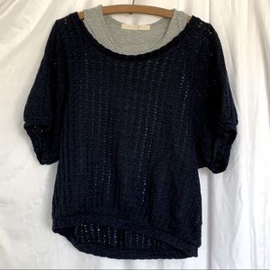 Two piece Navy Sweater and Polka Dot Tank Top Set